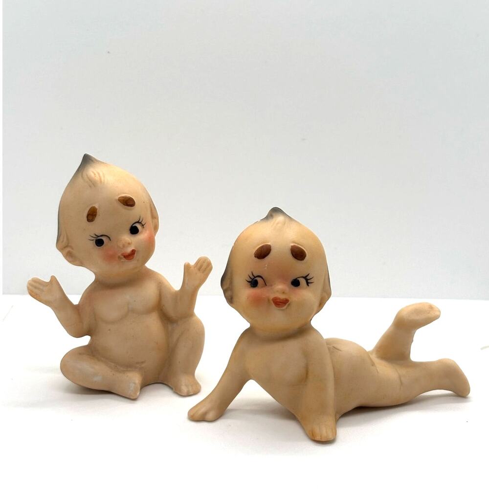 2 Vintage 1960's Lefton Baby Dolls, Bisque Figurines, Excellent Condition